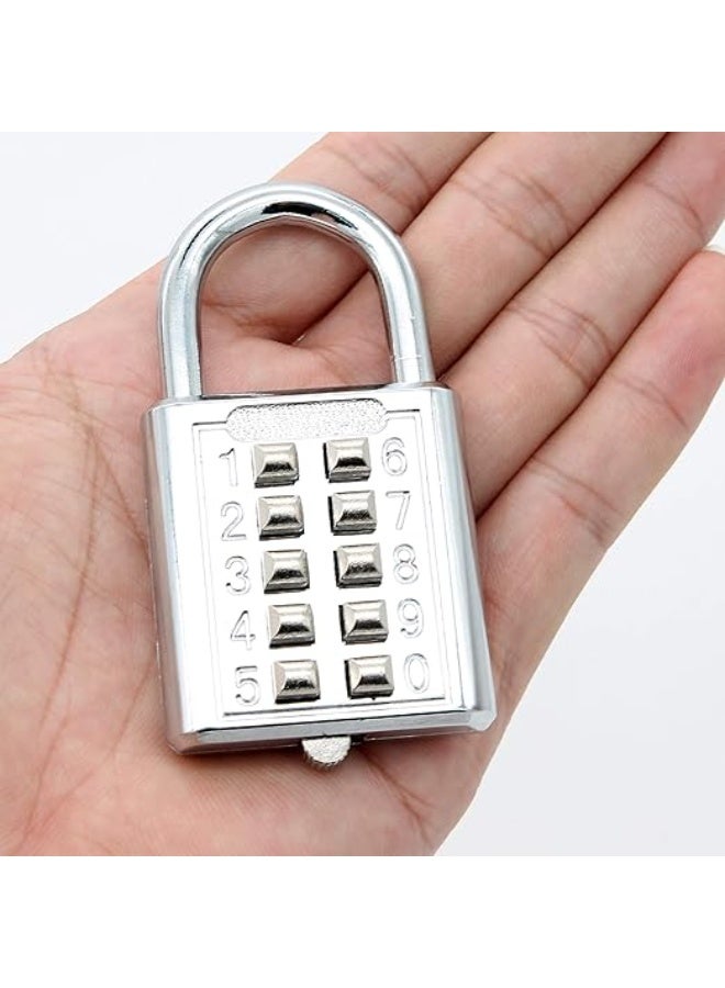 Padlock - Digits Combination Lock,Button Combination Security Padlock Digital Lock, for Gym or Sports Locker, case, Toolbox, Fence, hasp Cabinet (White) - Image 4