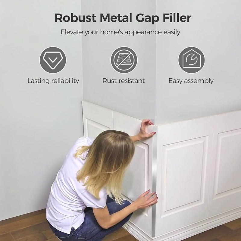 شرائط تقليم من الفولاذ المقاوم للصدأ الملمس الفرشاة ذاتية اللصق 3 بوصة × 30 بوصة 4 قطع حشوة الفجوات - Image 3