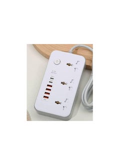 COMFET COMFET 9 in 1 Universal Power Strip Extension Cord with USB C 2 Slots,3 Wide Universal Sockets and 4 USB Ports, 110-240v, UK Plug 3 Pin Power Socket 2500w, 3 meter cable, International Plug. (WHITE)  - Image 2