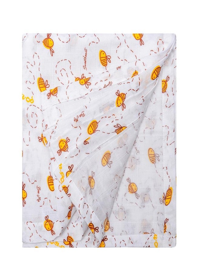 BUMSIES Swaddle for Babies -100% Muslin Cotton Soft 2-Layer Swaddle/Blanket/Multipurpose Wrap for New Born Baby Girl & Boy 90X90 cm, 0-6 Months, Set of 2, Elephant & Honey Bee Print - Image 4