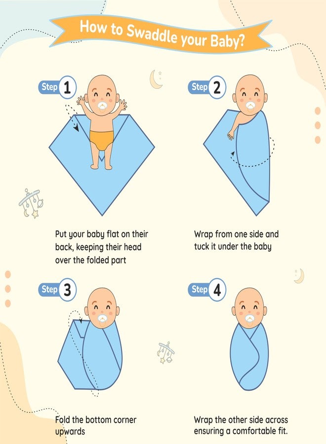 BUMSIES Swaddle for Babies -100% Muslin Cotton Soft 2-Layer Swaddle/Blanket/Multipurpose Wrap for New Born Baby Girl & Boy 90X90 cm, 0-6 Months, Set of 2, Elephant & Honey Bee Print - Image 2