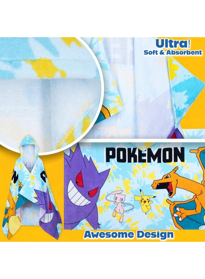 Pokemon Hooded Kids Beach Towel Absorbent Changing Robe Cotton Poncho Bath Towels (Blue, 6-14 Years) - Image 4