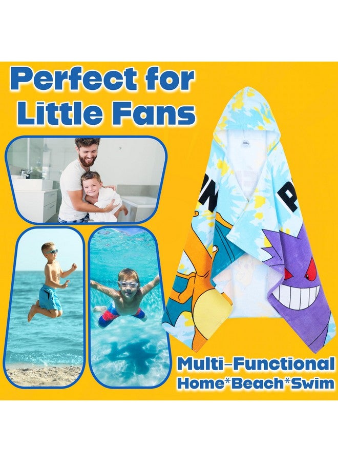 Pokemon Hooded Kids Beach Towel Absorbent Changing Robe Cotton Poncho Bath Towels (Blue, 6-14 Years) - Image 3