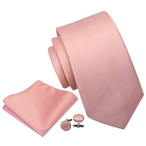 GUSLESON Brand Men's Fashion Necktie With Cufflinks and Pocket Square Rose Gold Ties for Men Wedding Tie Sets (0789-23) - Image 2