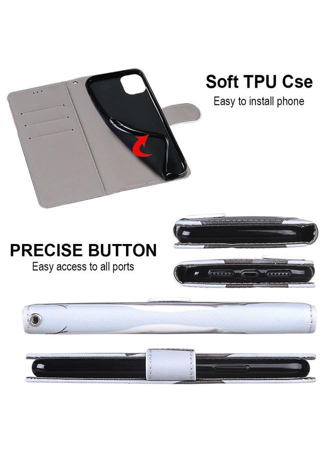 اس-توب جراب لهاتف Samsung Galaxy M32 4G / F22، جراب جلدي من البولي يوريثان بتصميم متقاطع ملون مع حامل وفتحات للبطاقات ومحفظة وحبل تثبيت - Image 3