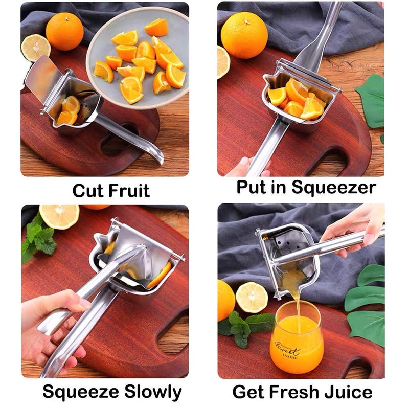 AUAM Real Stainless Steel Lemon Squeezer Citrus Juicer Hand Press Heavy Duty Manual Squeeze Juice Extractor Maker Orange Lime Grapefruit Presser - Bonus 50 Pcs Filter Bags - Image 4