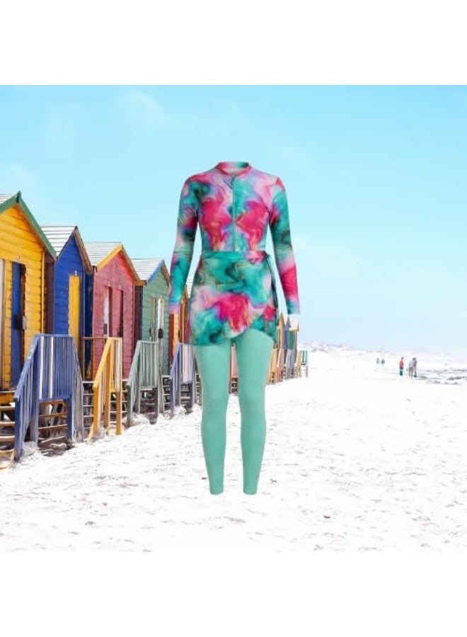 Women's Lycra Burkini 3-piece swimsuit - jumpsuit, pocket and turban for beach and swimming pools (WK37) - Image 2