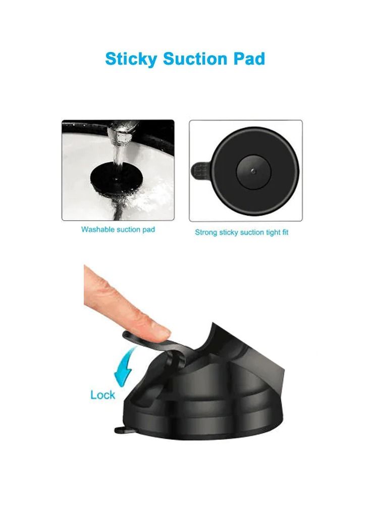 GO-DES Flexible Arm Windshield Car Holder 360 Rotation Mobile Stand Black - Image 4