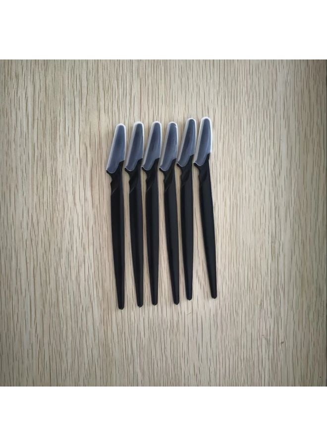 6pcs Black Safety Eyebrow Razors With Protective Covers For Women Men - Image 3