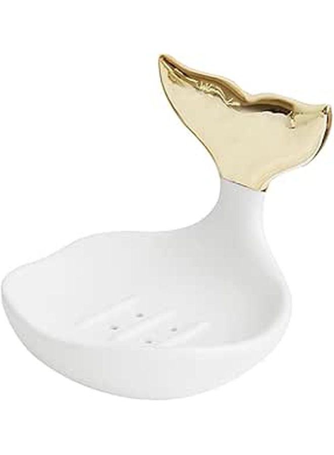 Ceramic Soap Holder and Jewelry Ring Display Rack White Vintage Bathroom Accessories - Image 1
