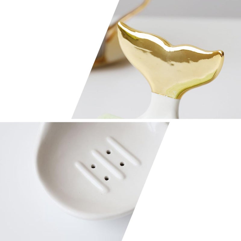 Ceramic Soap Holder and Jewelry Ring Display Rack White Vintage Bathroom Accessories - Image 4