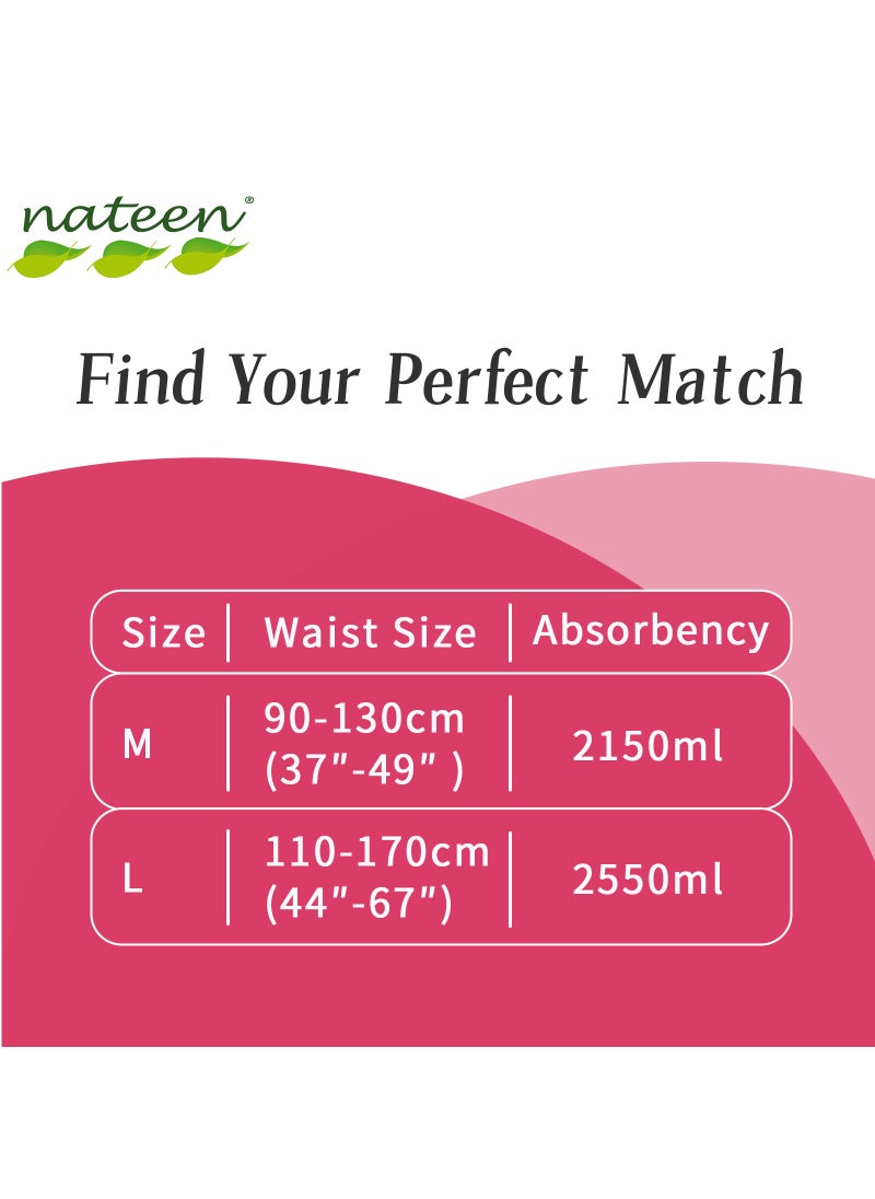 nateen سروال حفاضات Nateen Flexi Plus للبالغين، سحب لأعلى، متوسط، مقاس الخصر 90-130 سم، 10 قطع سحب للكبار، راحة فائقة، مزيج ممتاز من الحماية.  - Image 5