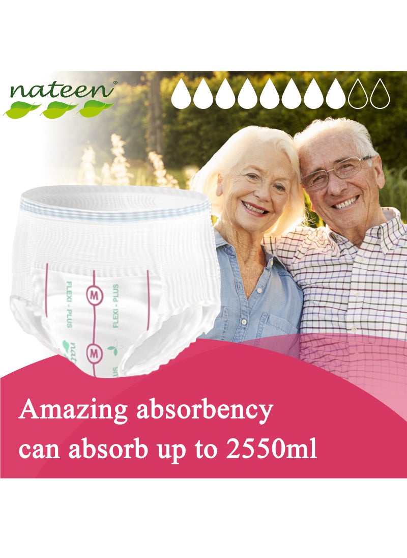 nateen سروال حفاضات Nateen Flexi Plus للبالغين، سحب لأعلى، متوسط، مقاس الخصر 90-130 سم، 10 قطع سحب للكبار، راحة فائقة، مزيج ممتاز من الحماية.  - Image 4