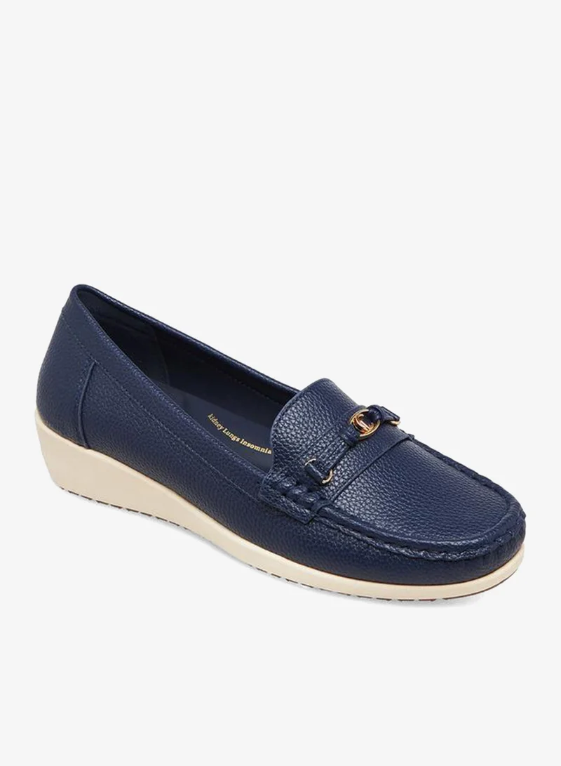 لو كونفورت Metal Accent Comfort Loafers With Wedge Heels