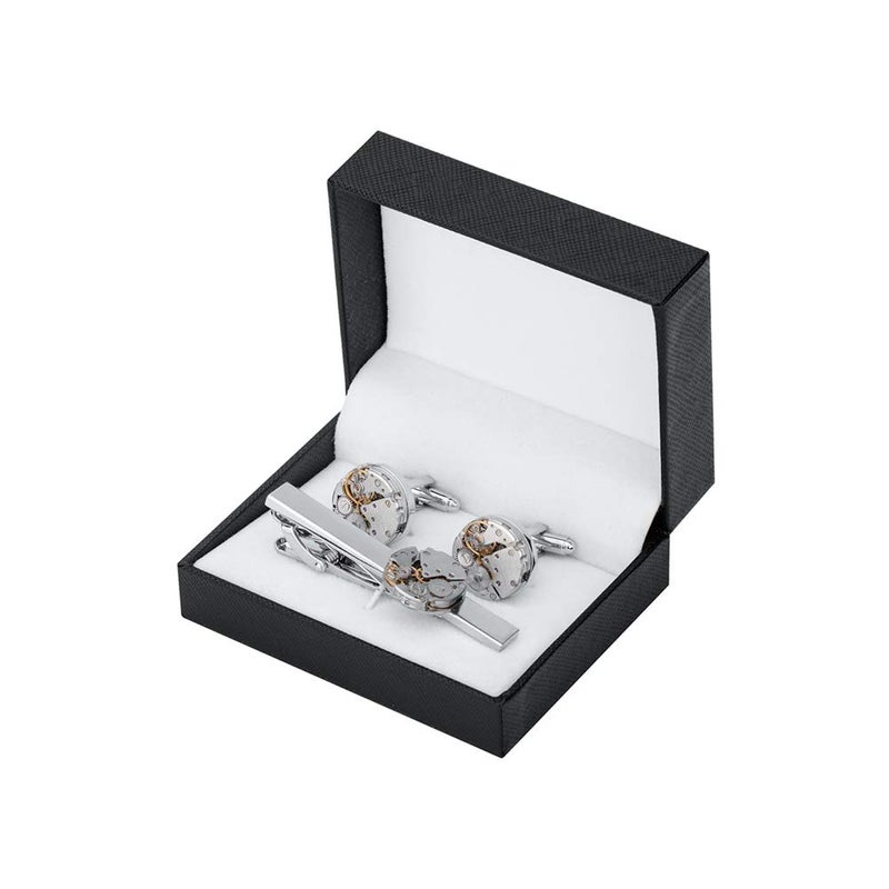 Vcufflinks Movement Cuff Links Steampunk Watch Mens Shirt Vintage Watch Tie Clip and Cufflinks Set - Image 2