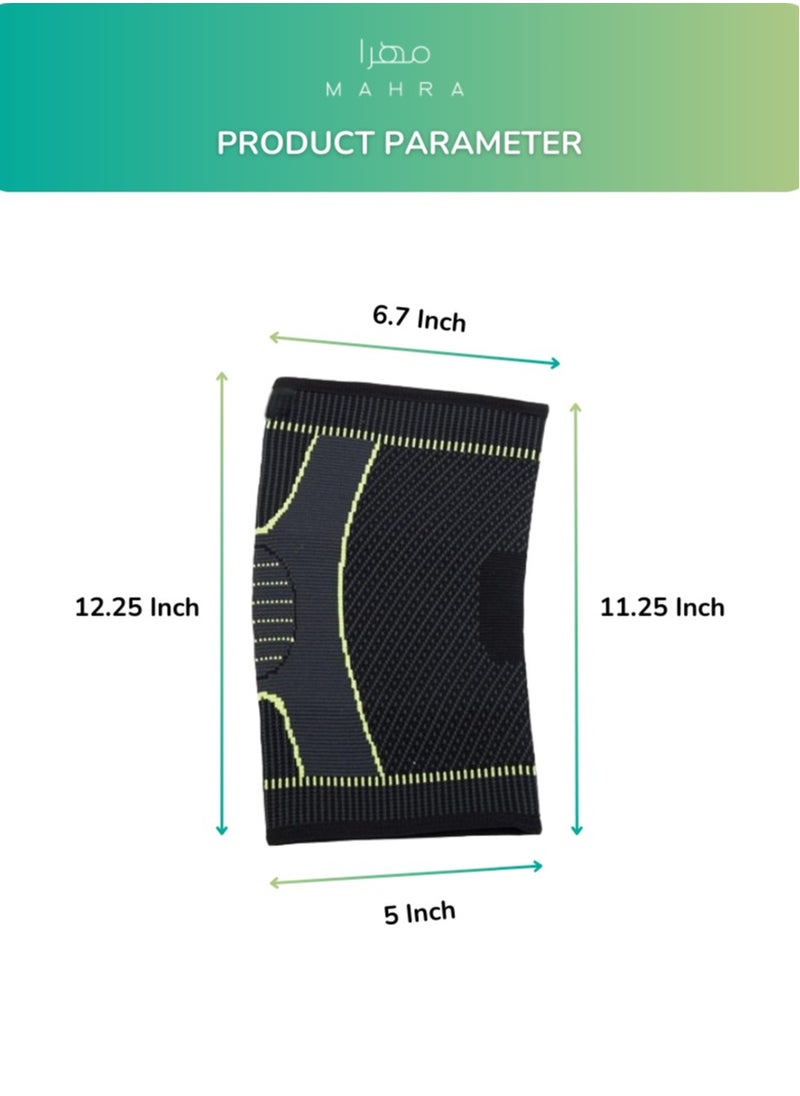 Generic Set of 2 | Universal Knee Support Brace | Black with Green Accents | 6.7" x 11.25" | Lightweight and Breathable | Spandex & Nylon Compression Sleeve for Joint Pain Relief, Exercise, Running, Arthritis, and Injury Recovery  - Image 4