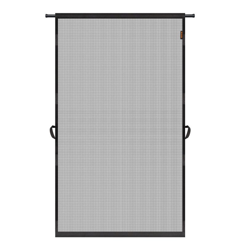 MAGZO Hanging Screen Door, Fits Door Size 38" x 82" (Curtain Size 40'' x 83''), Upgraded Fiberglass Mesh Net with Tension Rod&Hook&Loop (One Piece Can be Installed in 2 Ways), Weighted Bottom, Grey