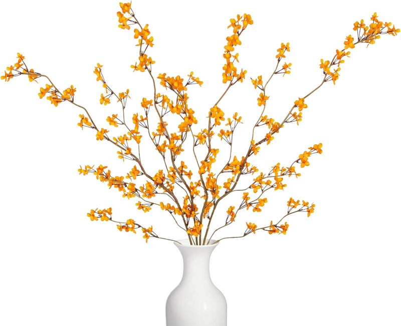 Ammyoo 4Pcs Fake Flowers Blossom Branches Artificial Flowers for Indoor Decor, Faux Long Stem Realistic Indoor Plants for Vase Wedding Home Office Bedroom Party Table Centerpieces Decor - Image 1