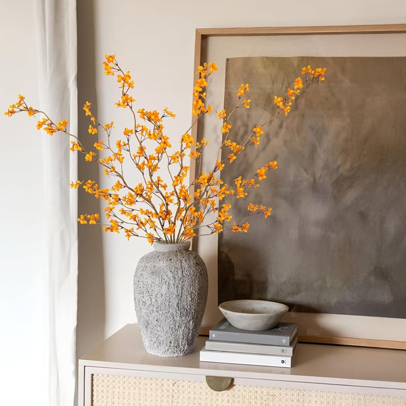 Ammyoo 4Pcs Fake Flowers Blossom Branches Artificial Flowers for Indoor Decor, Faux Long Stem Realistic Indoor Plants for Vase Wedding Home Office Bedroom Party Table Centerpieces Decor - Image 2