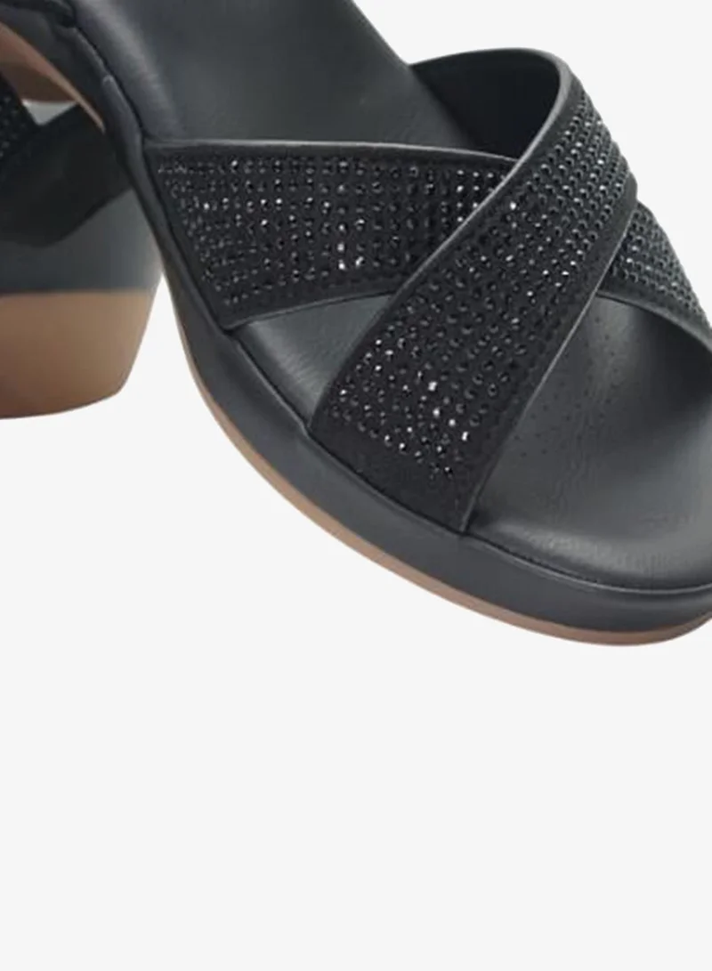 Michelle Morgan Black 092-3113 Michelle Morgan Ladies Mid Heel Backstrap Sandals 514RJ315 Black for Women | Best Price UAE