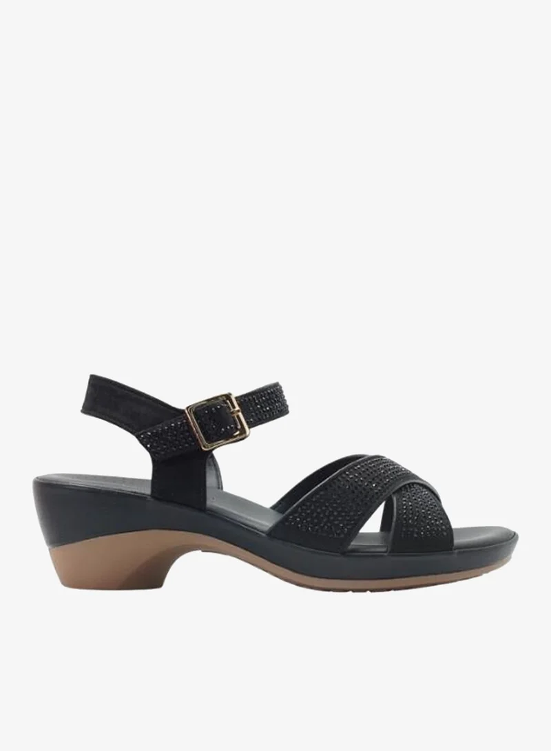 Michelle Morgan Black 092-3113 Michelle Morgan Ladies Mid Heel Backstrap Sandals 514RJ315 Black for Women | Best Price UAE