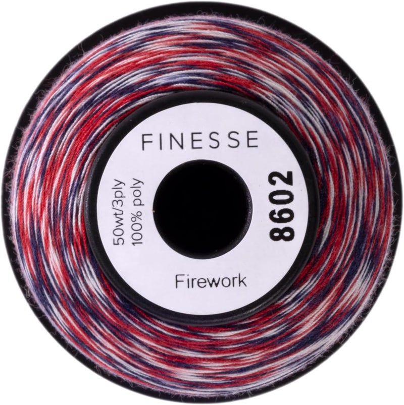 FINESSE Variegated Thread | 100% Polyester, 3ply, 50wt | 1100yds Stackable Thread Cones for Quilting and Sewing… (Firework) - Image 2