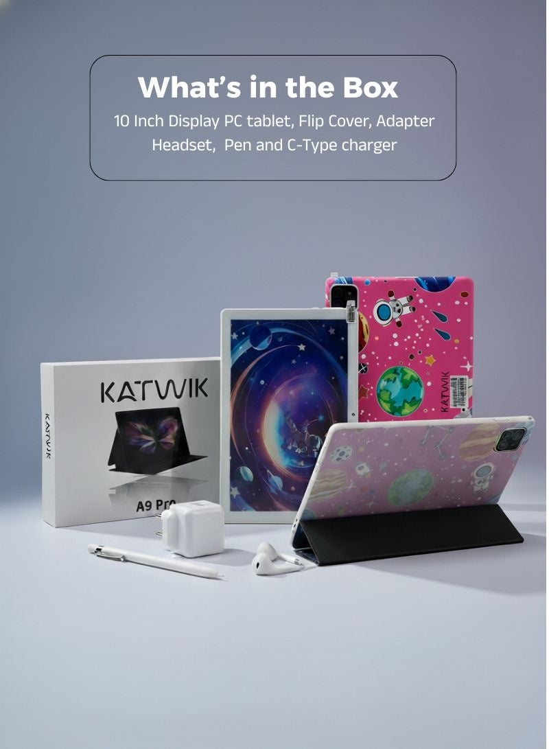 KATWIK A9PRO Kids Tablet, 10 Inch Display, Keyboard and Pen,Headset, Wifi, SIM Support, - Image 4