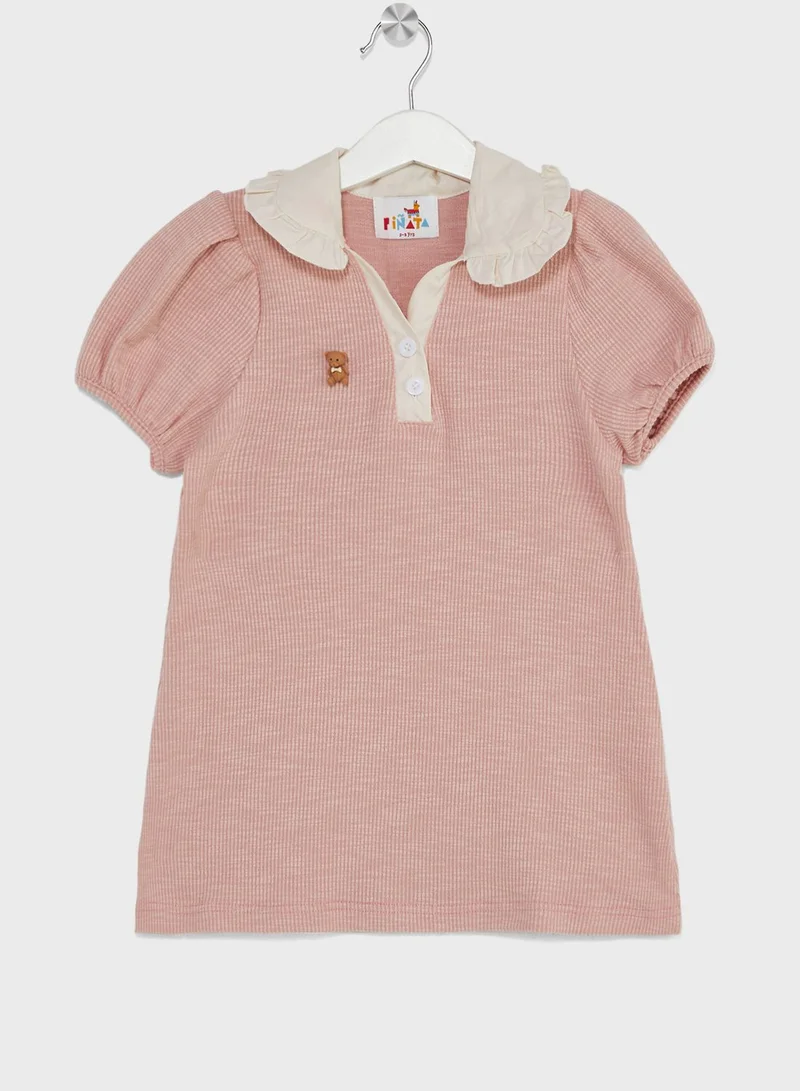 Pinata Girls Puff Sleeve Polo Collar Dress