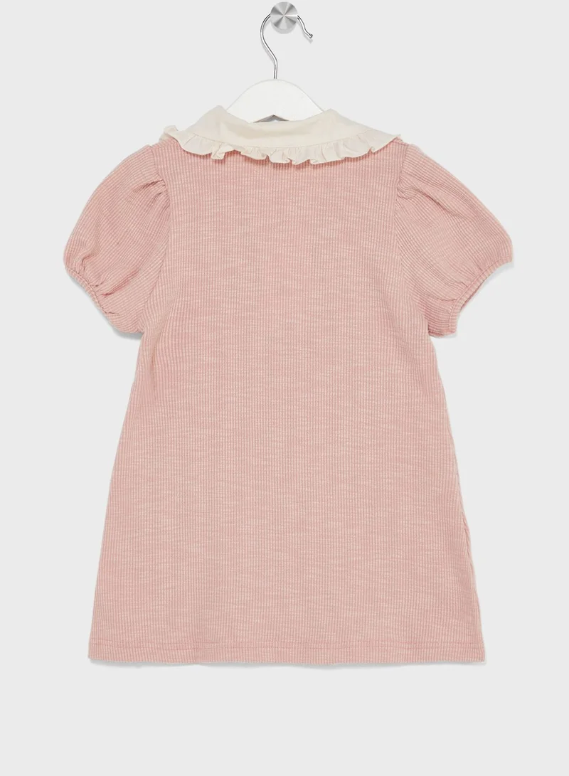 Pinata Girls Puff Sleeve Polo Collar Dress