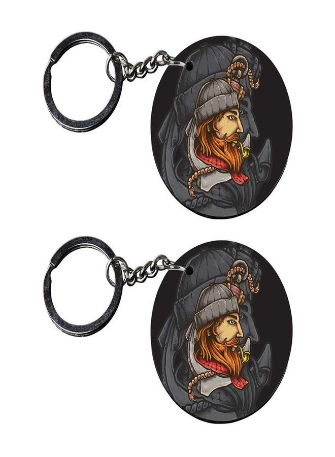 Tinywalk Set of 2 | Circle Shape Printed Wooden Keychains Solider | Circle Shape keyrings | Circle Shape Keychains| Printed keyrings - Image 2