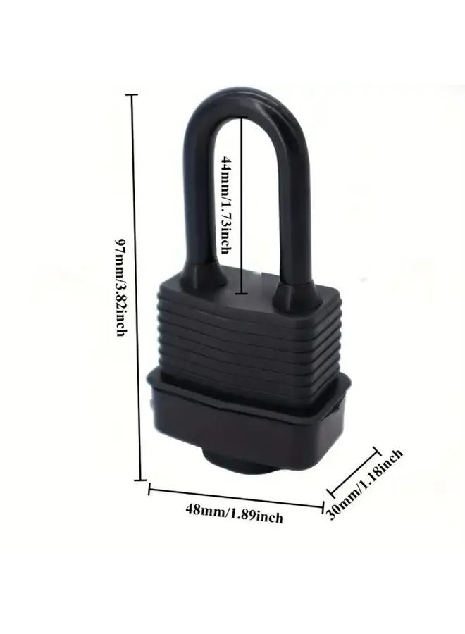 Heavy Duty 44mm Outdoor Padlock Waterproof Cover Steel Lock Black Long Chain Anti Rust - Image 4