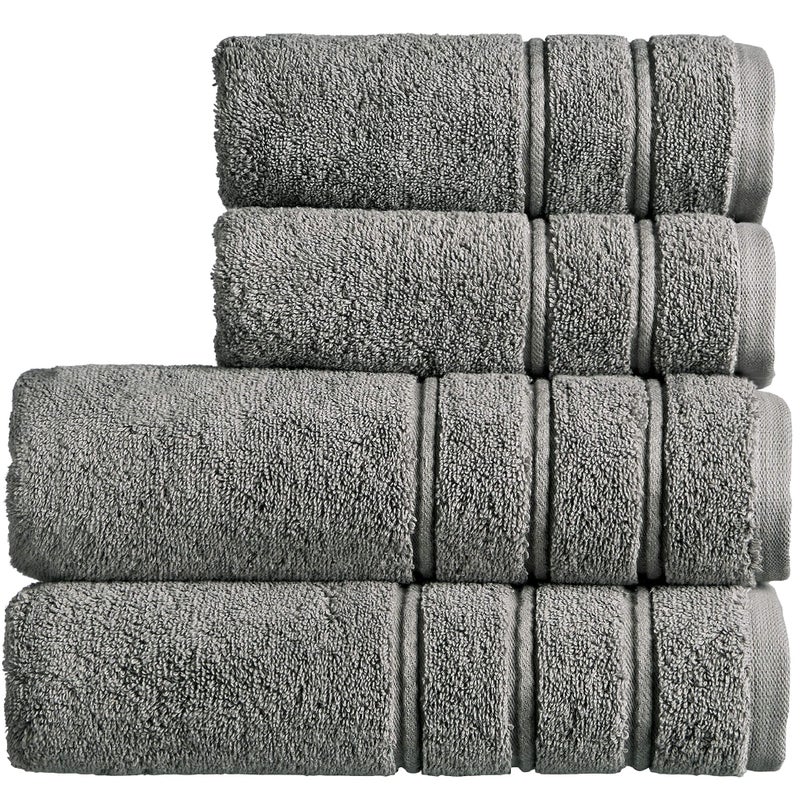Christy Antalya Large Bath Towels  Set of 4  100 Turkish Cotton  600GSM  Soft Plush Luxury Towel Set  2 Bath Towels 2 Hand Towels  Quick Dry  Storm Grey