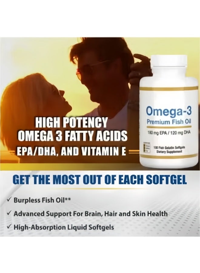 أوميغا عبوة زوجية بكمية كبيرة | كبسولات زيت سمك بحر عميق أوميغا 3 عالية النقاء 180 ملغ EPA + 120 ملغ DHA بدون رائحة وسهلة الامتصاص تدعم القلب والدماغ والعينين والمفاصل - Image 3