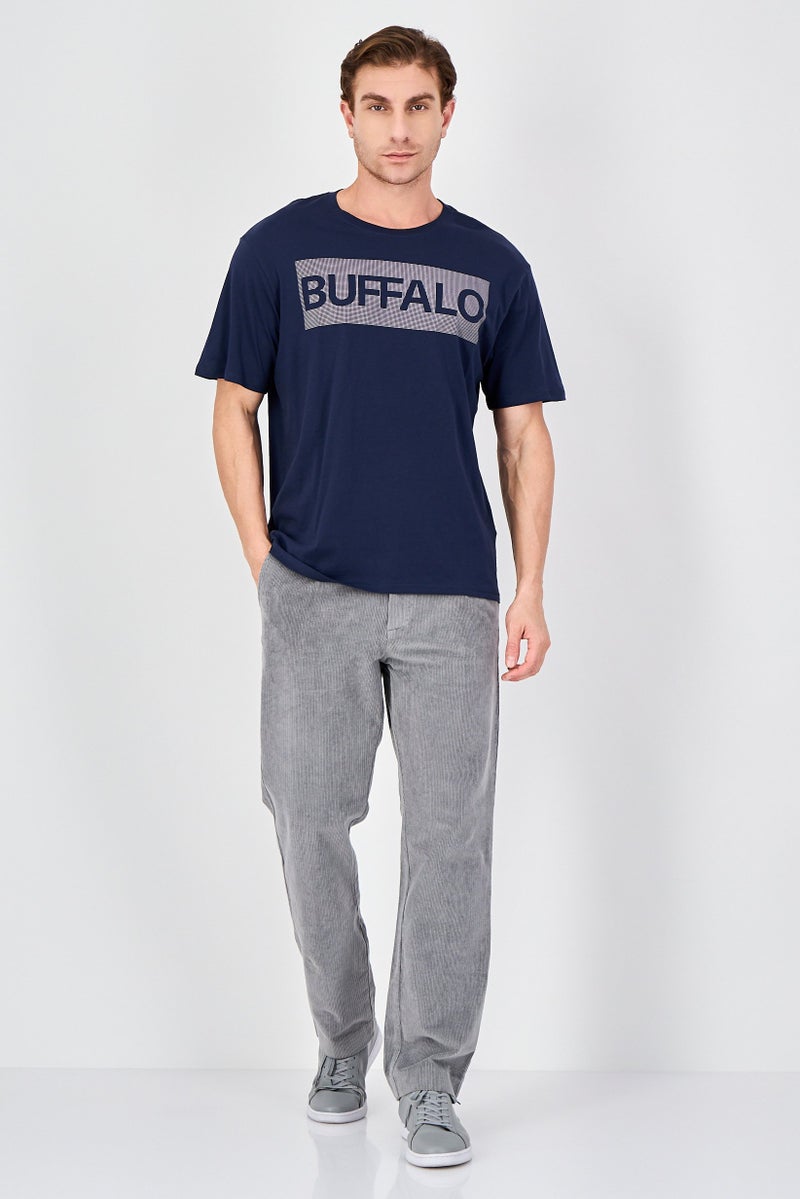 Buffalo Men Crew Neck Short Sleeve Brand Logo T-Shirt, Navy - Image 4