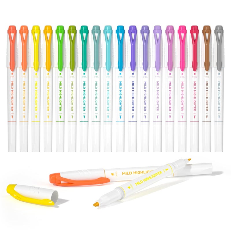 Shuttle Art Pastel Highlighters, 18 Colours Dual Tip Highlighters, Highlighter Markers Assorted Colours, Perfect for Colouring, Underlining, Highlighting, Journaling in School Office Home - Image 1