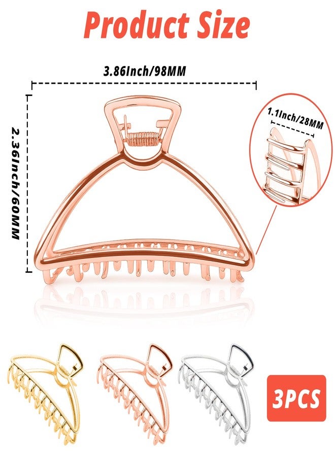 VinBee 3 PACK Large Metal Hair Claw Clips Hair Catch Barrette Jaw Clamp for Women Half Bun Hairpins for Thick Hair (4.13 inch) - Image 2
