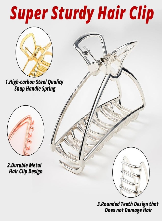 VinBee 3 PACK Large Metal Hair Claw Clips Hair Catch Barrette Jaw Clamp for Women Half Bun Hairpins for Thick Hair (4.13 inch) - Image 3