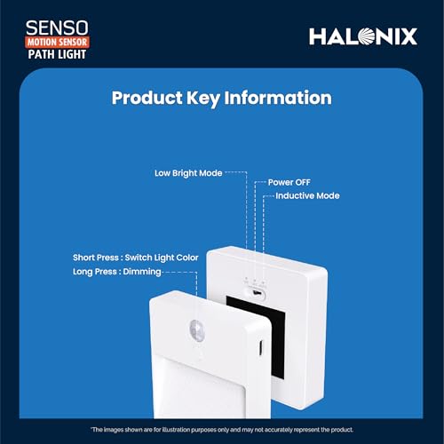 Halonix Senso Multicolor Motion Sensor Light | Led Rechargeable Night Lamp with Motion Sensor | Type-C Charging | Magnetic & Wireless Installation | Pack of 1 - Image 2