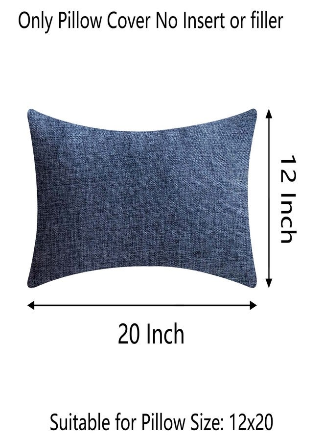 Demetex Navy Blue Lumbar Pillow Covers 12x20 Set of 2 Solid Rectangle Pillow Cases Decorative Linen Throw Pillows for Couch Bed Sofa Chair, 12 x 20 inch, Navy Blue - Image 2