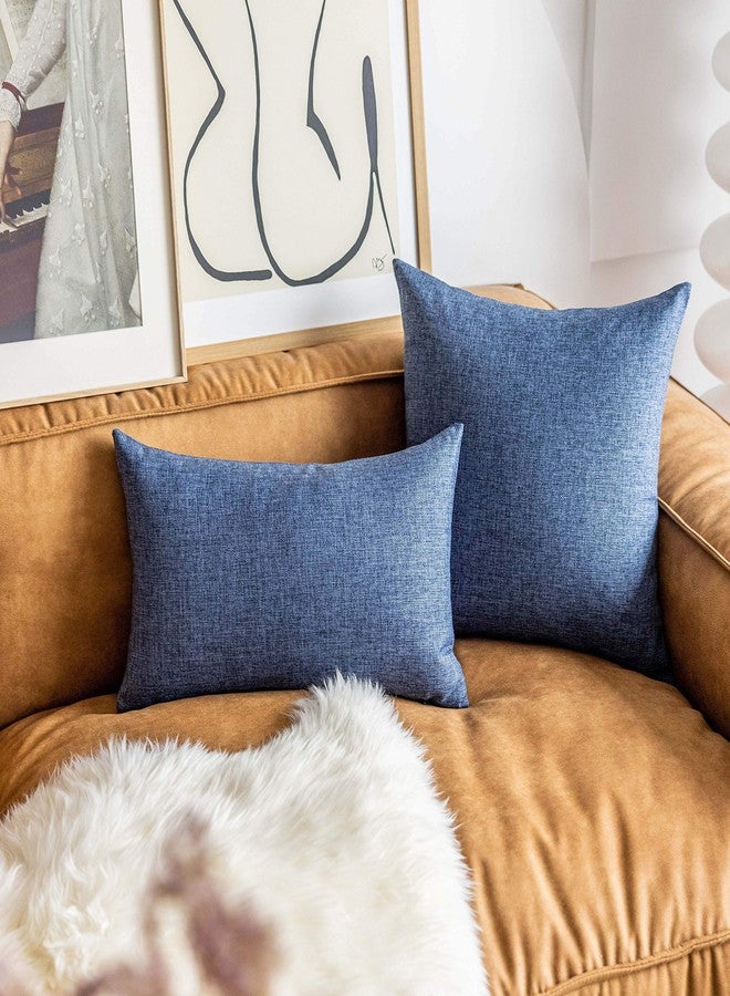 Demetex Navy Blue Lumbar Pillow Covers 12x20 Set of 2 Solid Rectangle Pillow Cases Decorative Linen Throw Pillows for Couch Bed Sofa Chair, 12 x 20 inch, Navy Blue - Image 5