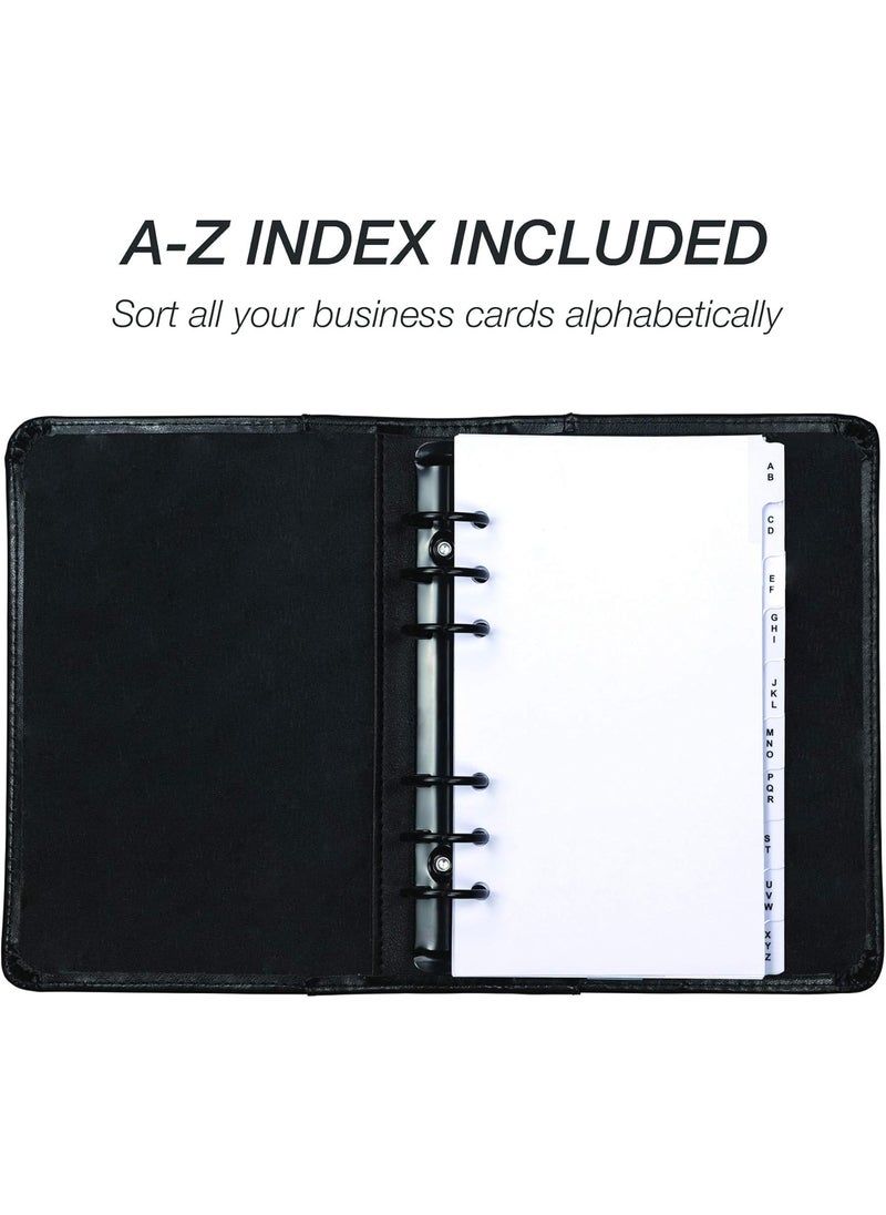 Samsill Samsill 81270 Regal Leather Business Card Book 6 Ring Binder Holds 120 Business Cards and AZ Indexes Black  - Image 4