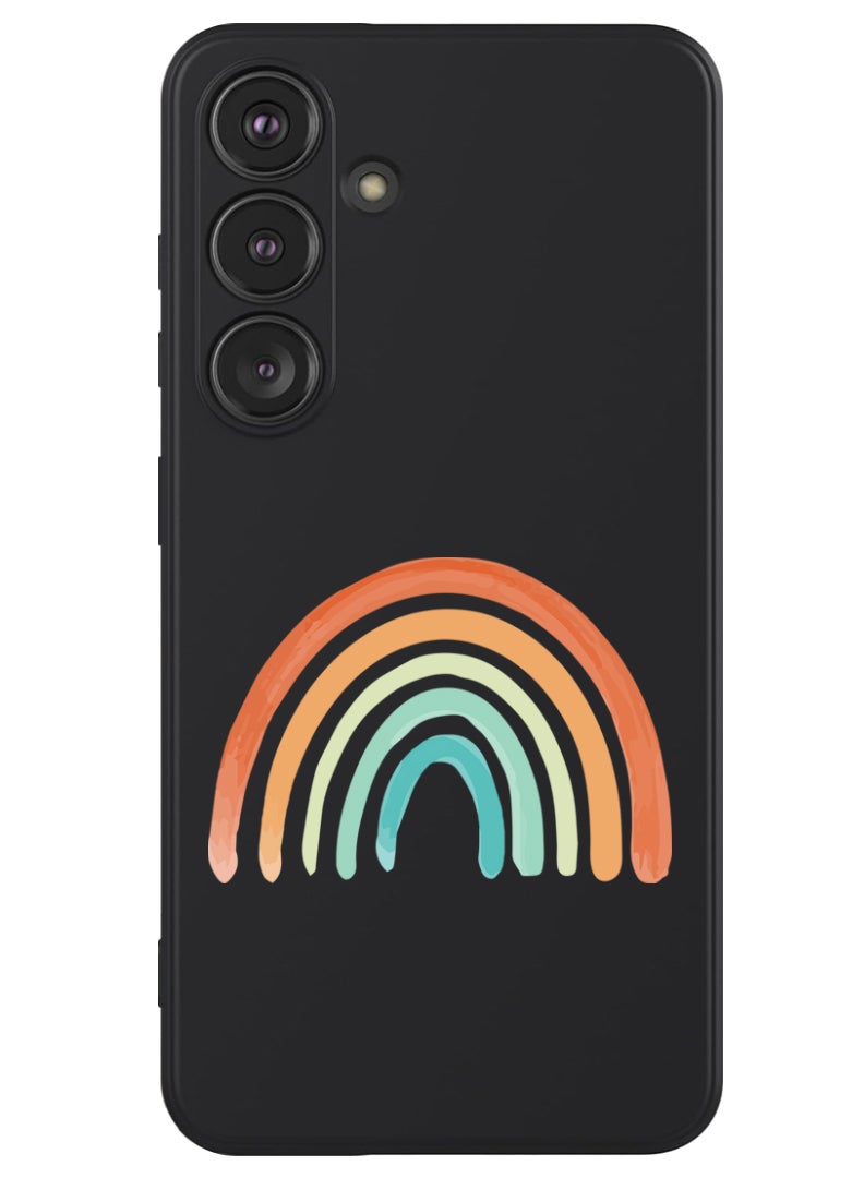 Theodor Protective Slim Fit Case Liquid Silicone Cover with Full Body Protection Anti-Scratch Shockproof Case For Samsung Galaxy S24 Plus (Black) - Rainbow - Image 1