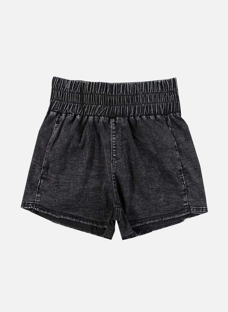 YUNIQEE Black Plain Casual Shorts