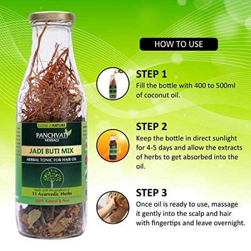 Panchvati Herbals Make Your Own Hair Oil Dry Jadi Buti Mix (11 Ayurvedic Herbs, 100% Herbals & Plant Derived) For Complete Hair Care - Image 4