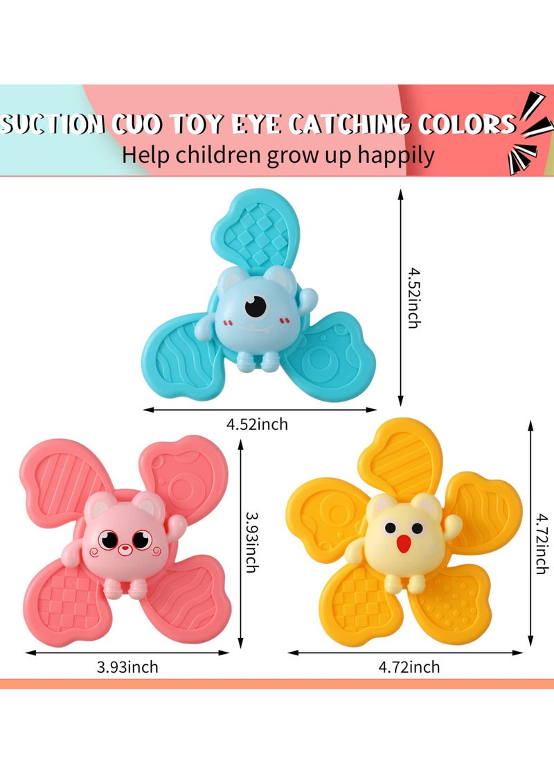 SYOSI - Suction Cup Spinner Toys Baby Sensory Toys Spinning Top Baby Toys Baby Bath Toy (3Pcs) - Image 1