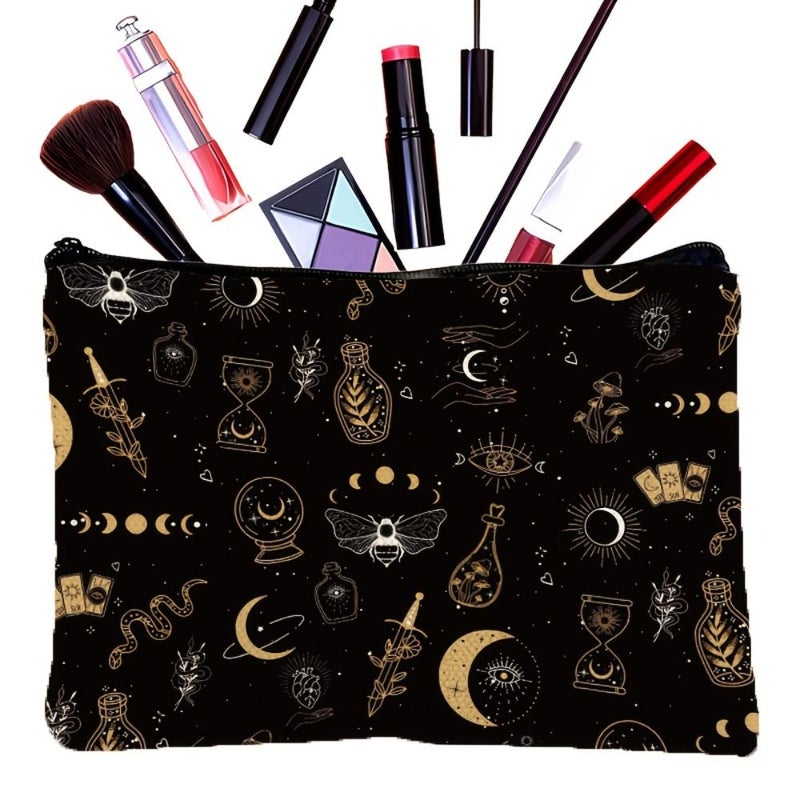 Double Sided Linen Makeup Pouch 22x18cm Tarot Card Cosmetic Bag Travel Storage Organizer - Image 5