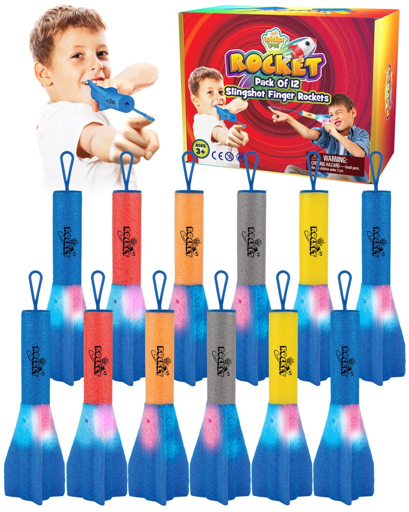 IPIDIPI TOYS Finger Rockets Foam Rocket Launcher for Kids Party Favors HighFlying Air Rockets Fun Gifts for Boys Girls Classroom Prizes Assorted Colors Pack of 12 - Image 4