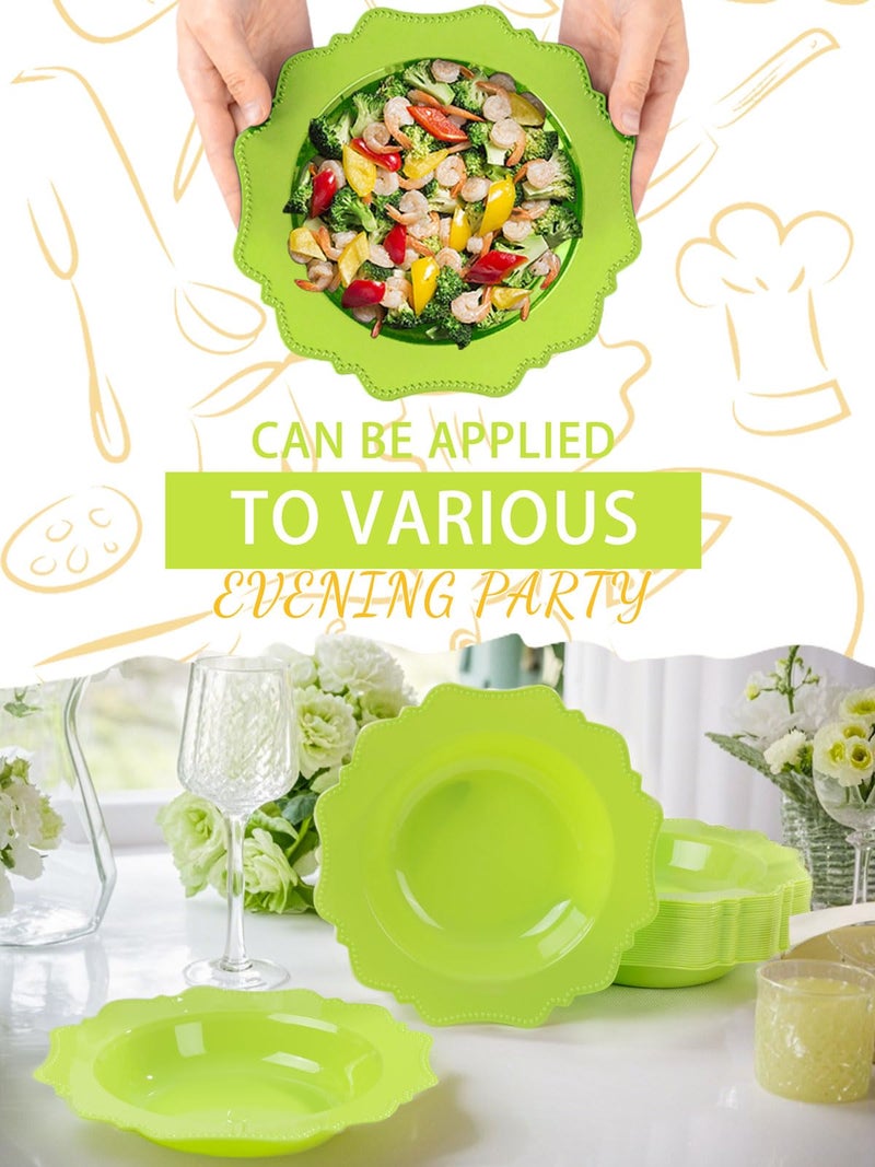 COLOSUS Lime Green Plastic Party Bowls (60 Pack) 12 Oz Disposable Soup/Salad Bowl  Fancy Shatterproof Dinnerware for Easter  Catering  Holidays  Weddings  and Everyday Use - Image 2