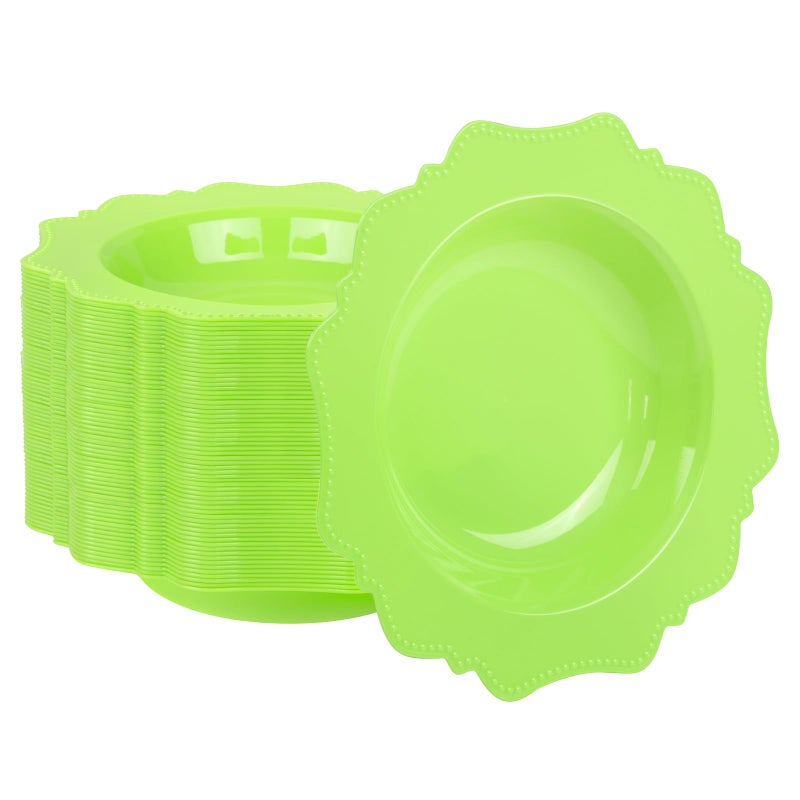 COLOSUS Lime Green Plastic Party Bowls (60 Pack) 12 Oz Disposable Soup/Salad Bowl  Fancy Shatterproof Dinnerware for Easter  Catering  Holidays  Weddings  and Everyday Use - Image 1