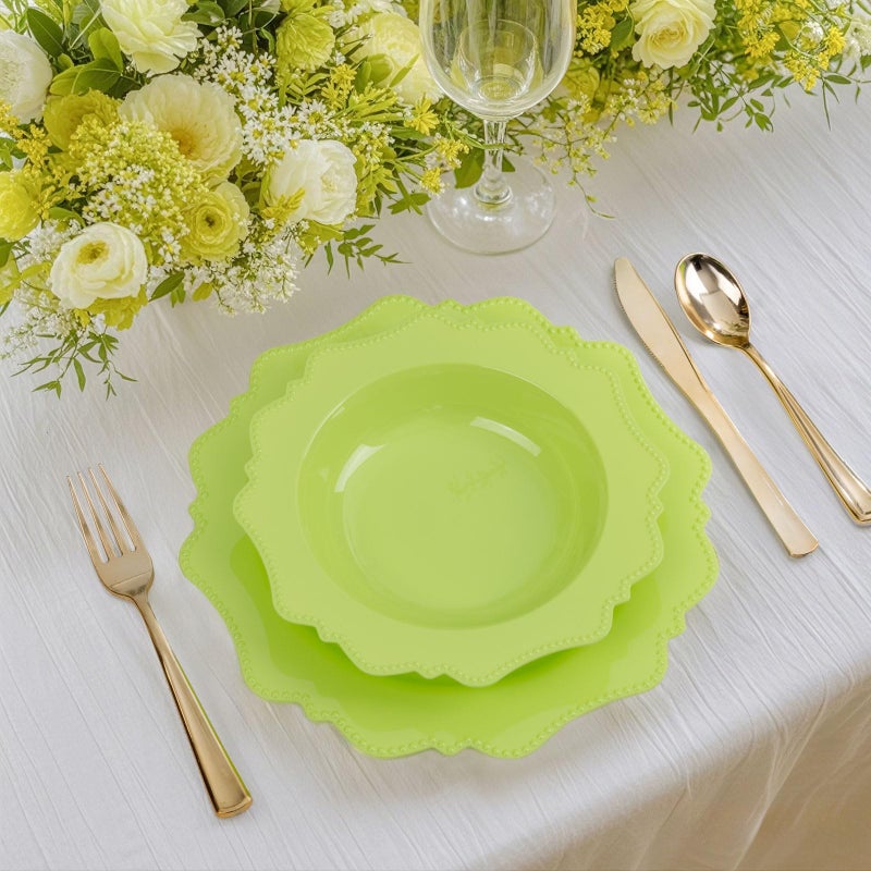 COLOSUS Lime Green Plastic Party Bowls (60 Pack) 12 Oz Disposable Soup/Salad Bowl  Fancy Shatterproof Dinnerware for Easter  Catering  Holidays  Weddings  and Everyday Use - Image 4